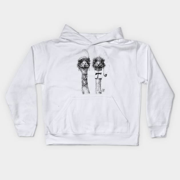 Mr and Mrs Ostrich Kids Hoodie by Redilion